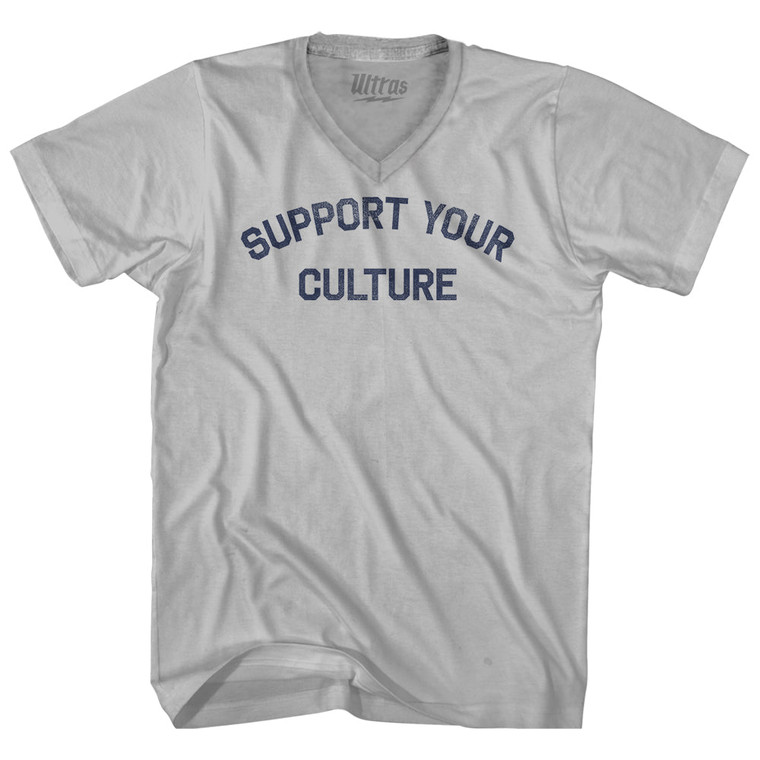 Support Your Culture Adult Tri-Blend V-neck T-shirt - Cool Grey