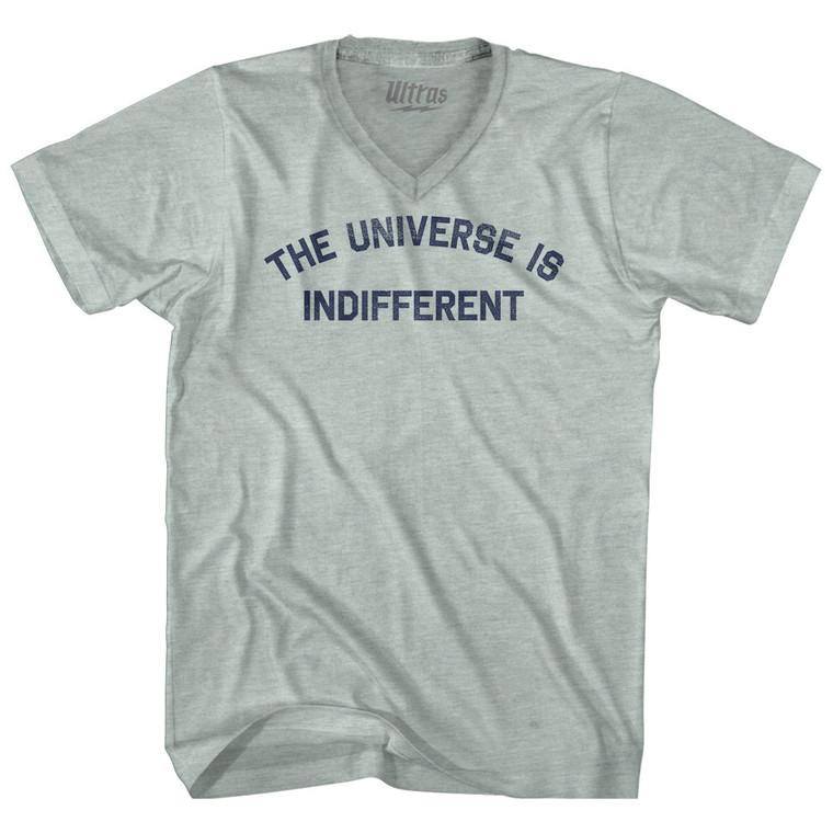 The Universe Is Indifferent Adult Tri-Blend V-neck T-shirt - Athletic Cool Grey