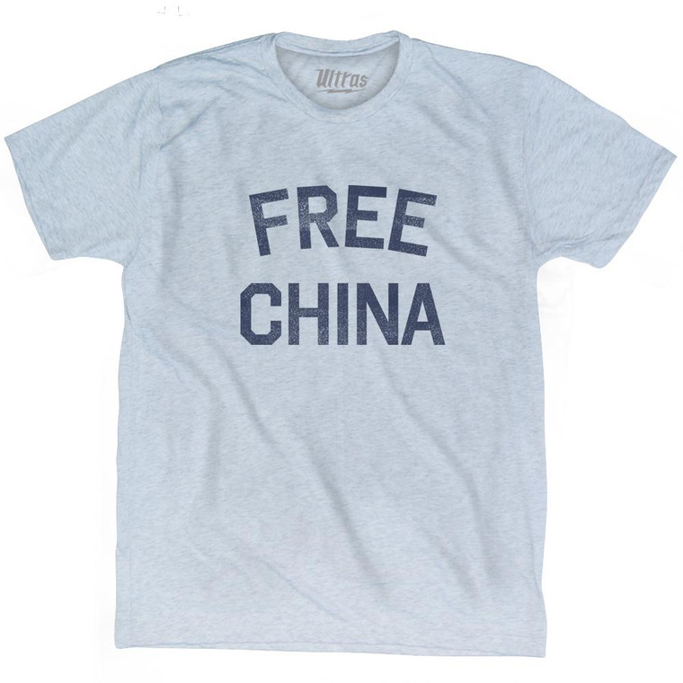 Free China Adult Tri-Blend T-Shirt-Athletic White