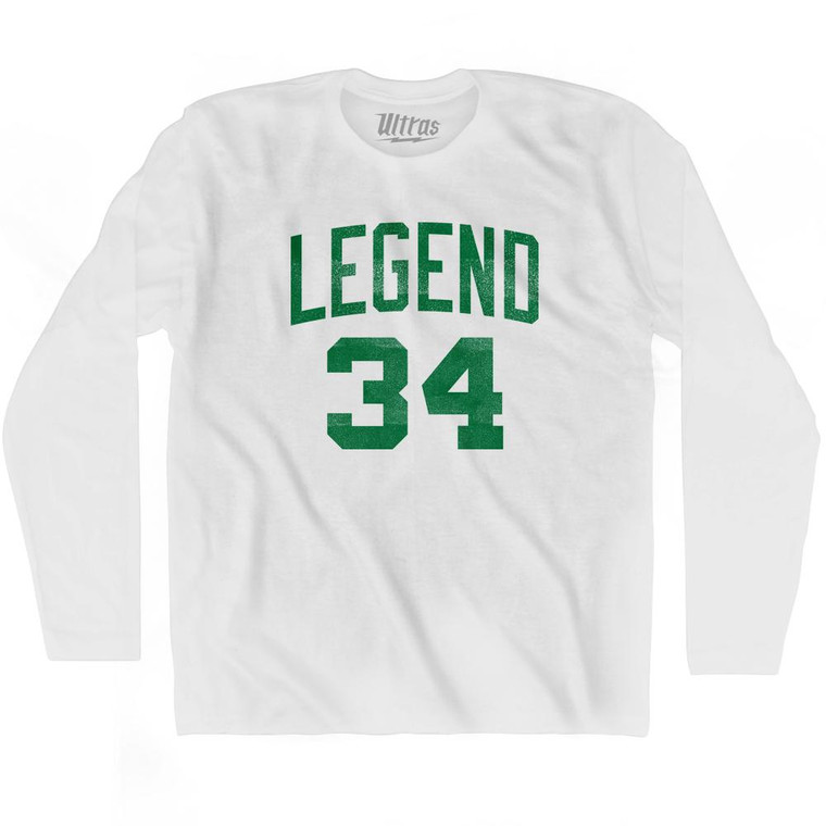 Legend 34 Adult Cotton Long Sleeve T-Shirt - White