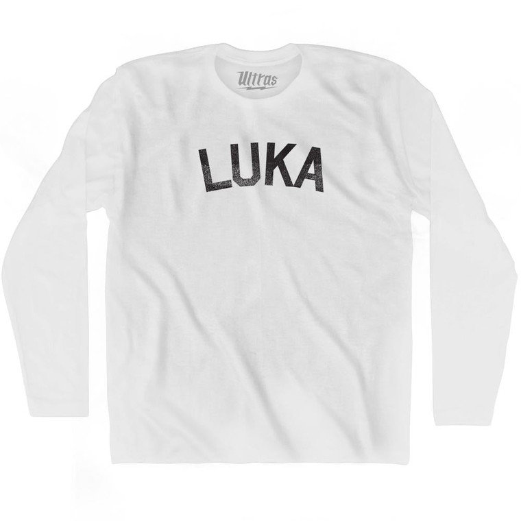 Luka Adult Cotton Long Sleeve T-Shirt - White