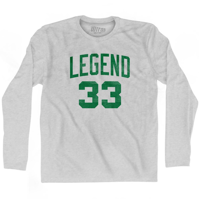 Legend 33 Adult Cotton Long Sleeve T-Shirt - Grey Heather