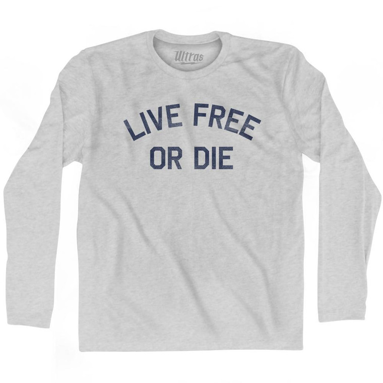 Live Free Or Die Adult Cotton Long Sleeve T-Shirt - Grey Heather
