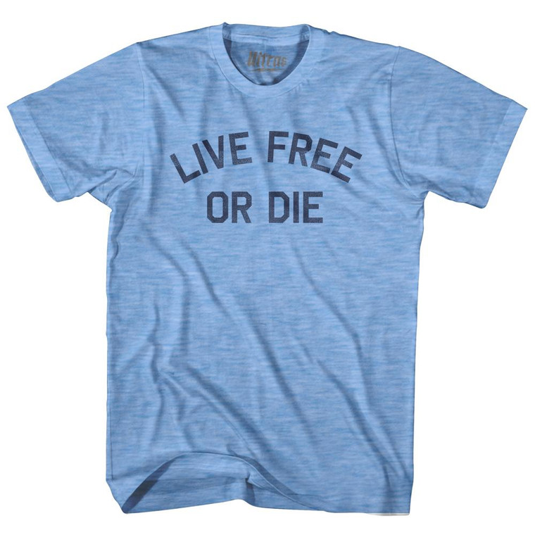 Live Free Or Die Adult Tri-Blend T-Shirt-Athletic Blue