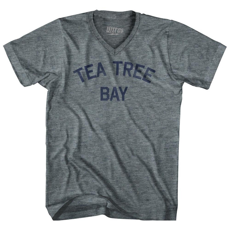Tea Tree Bay Adult Tri-Blend V-Neck Womens Junior Cut T-Shirt - Athletic Grey