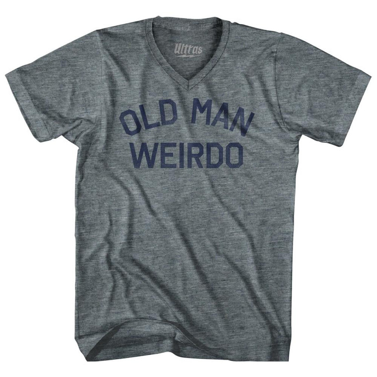 Old Man Weirdo Adult Tri-Blend V-Neck T-Shirt-Athletic Grey