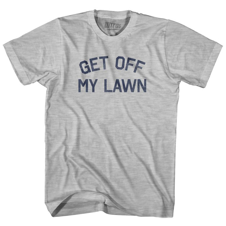 Get Off My Lawn Adult Cotton T-Shirt - Grey Heather