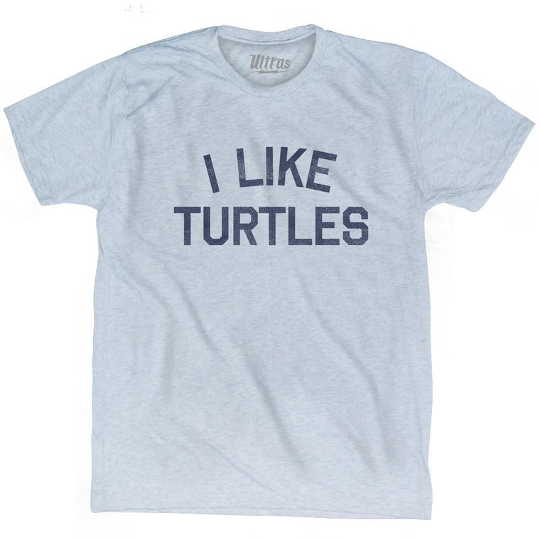 I Like Turtles Adult Tri-Blend T-Shirt - Athletic White