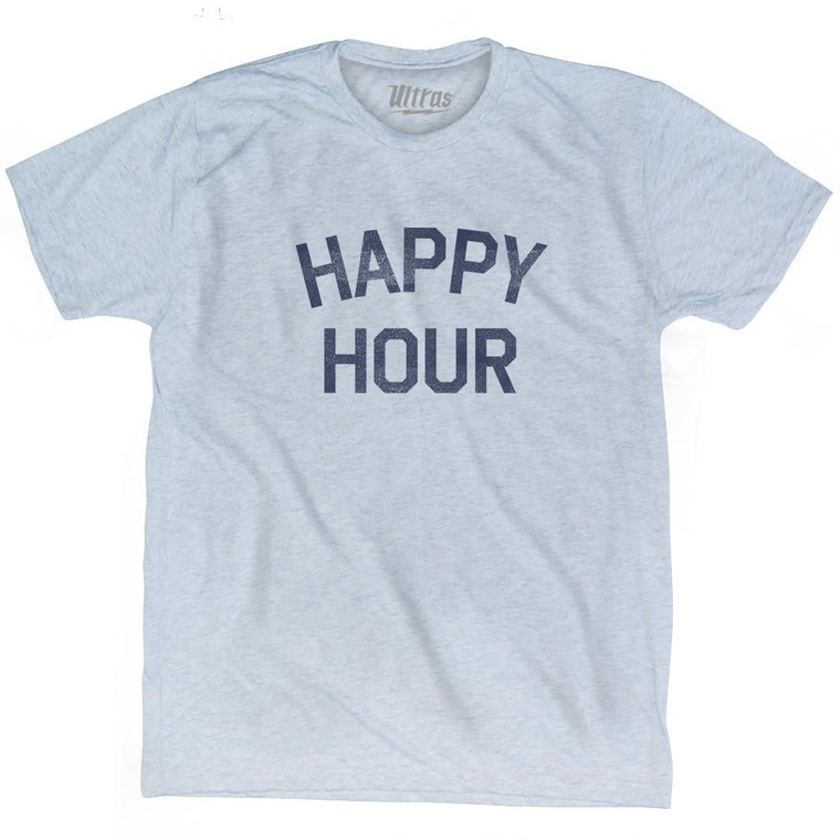 Happy Hour Adult Tri-Blend T-Shirt-Athletic White