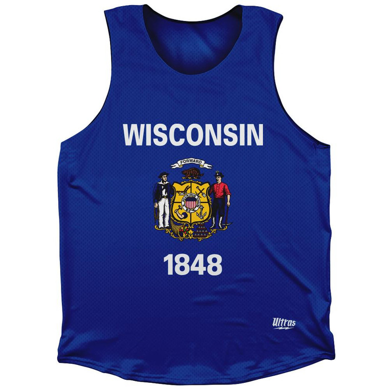 Wisconsin State Flag Athletic Tank Top - Blue
