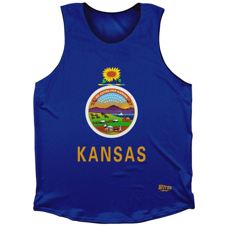 Kansas State Flag Athletic Tank Top - Blue