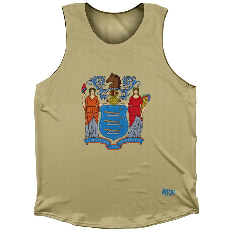 New Jersey State Flag Athletic Tank Top-Yellow