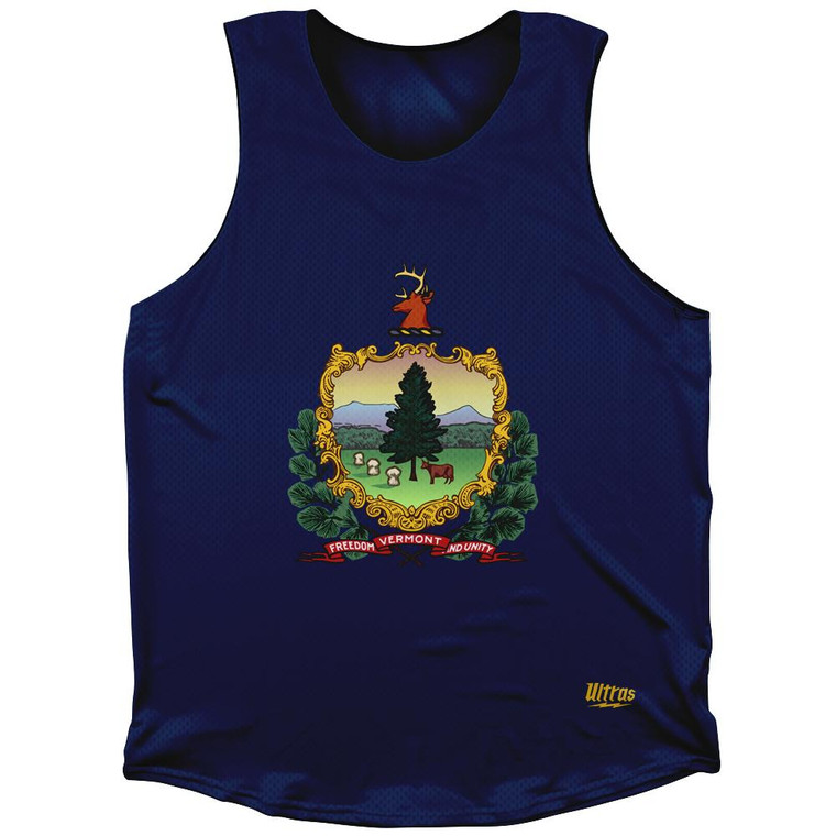 Vermont State Flag Athletic Tank Top-Navy