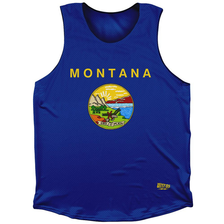 Montana State Flag Athletic Tank Top-Blue