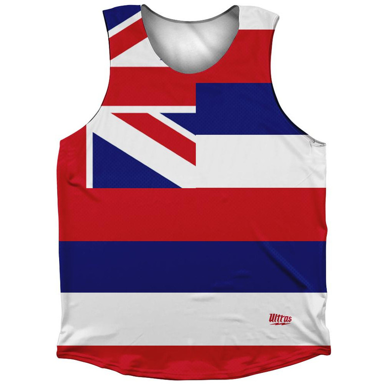 Hawaii State Flag Athletic Tank Top-White Red