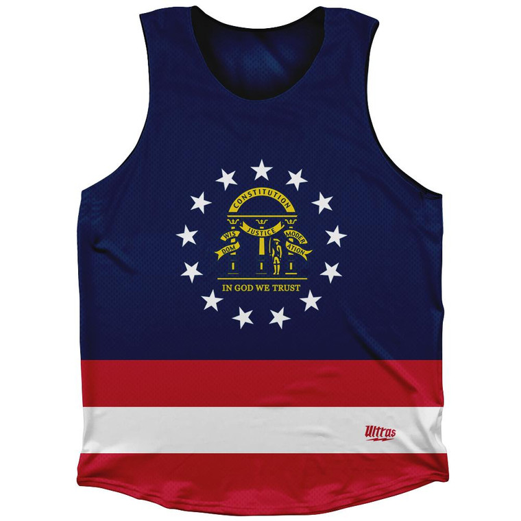 Georgia State Flag Athletic Tank Top-Blue Red