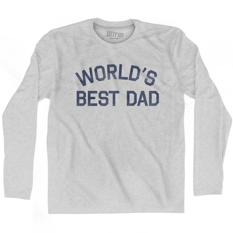 World's Best Dad Adult Cotton Long Sleeve T-Shirt-Grey Heather