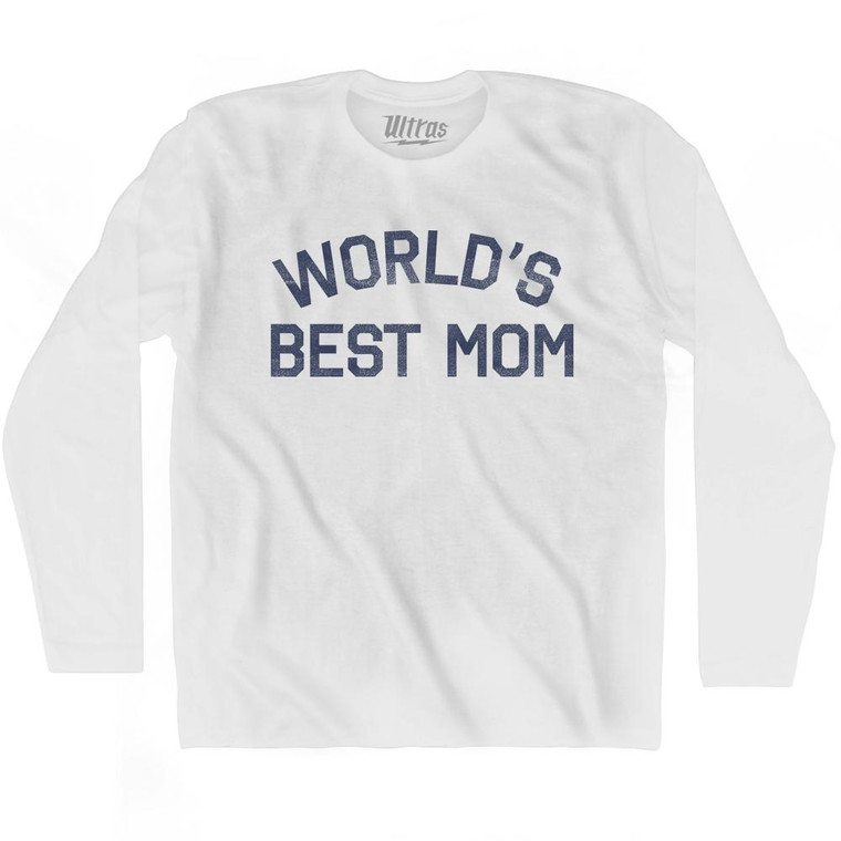World's Best Mom Adult Cotton Long Sleeve T-Shirt - White
