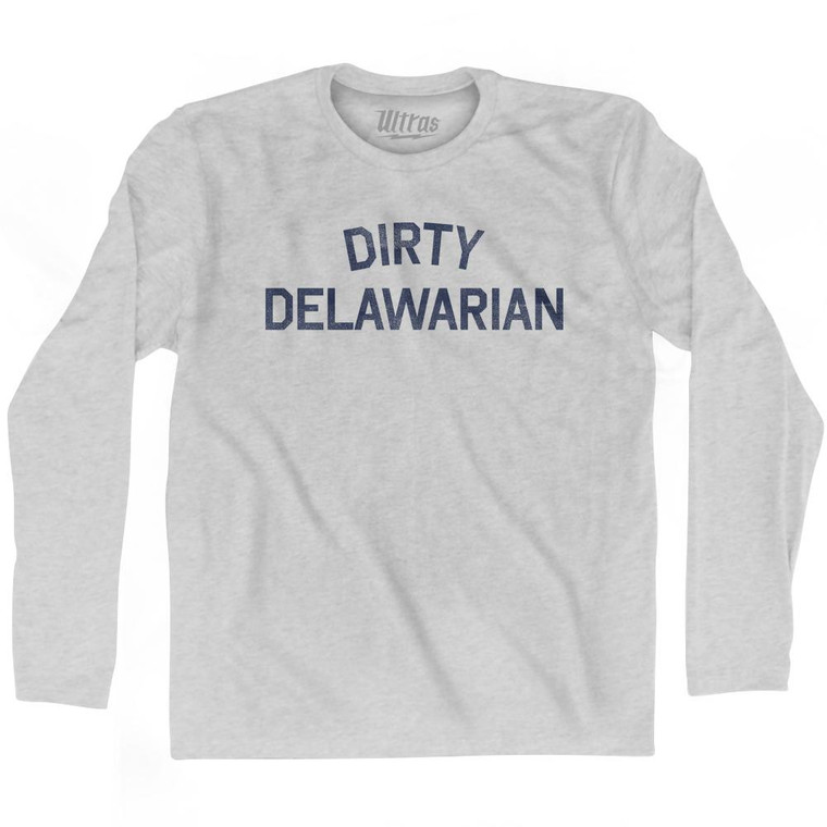 Dirty Delawarian Adult Cotton Long Sleeve T-Shirt - Grey Heather