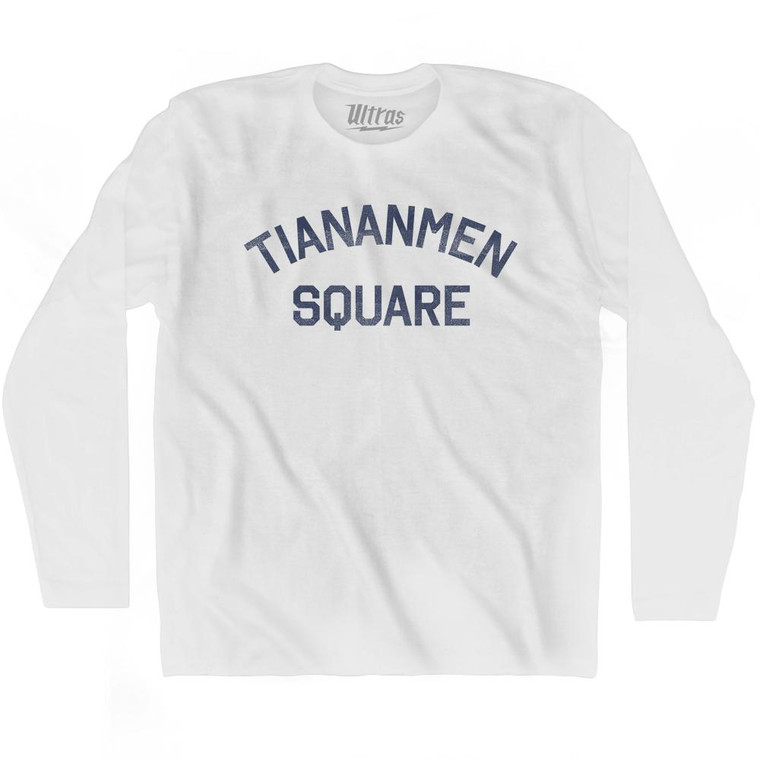 Tiananmen Square Adult Cotton Long Sleeve T-Shirt - White