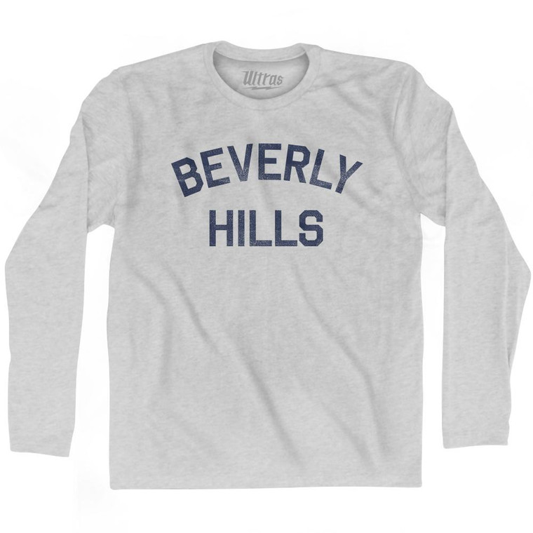 Beverly Hills Adult Cotton Long Sleeve T-Shirt - Grey Heather