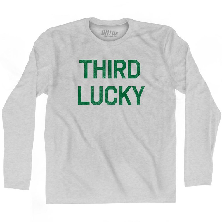 Third Lucky Adult Cotton Long Sleeve T-Shirt - Grey Heather
