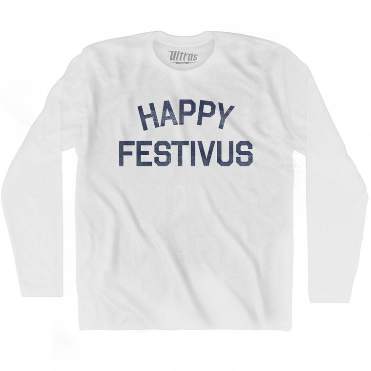 Happy Festivus Adult Cotton Long Sleeve T-Shirt - White