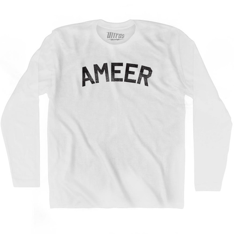 Ameer Adult Cotton Long Sleeve T-Shirt - White