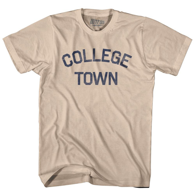 College Town Adult Cotton T-Shirt - Creme