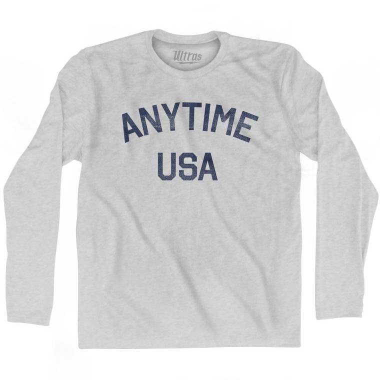 Anytime USA Adult Cotton Long Sleeve T-Shirt - Grey Heather