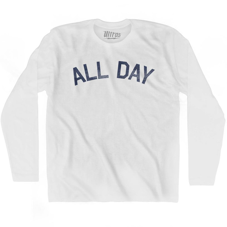 All Day Adult Cotton Long Sleeve T-Shirt - White