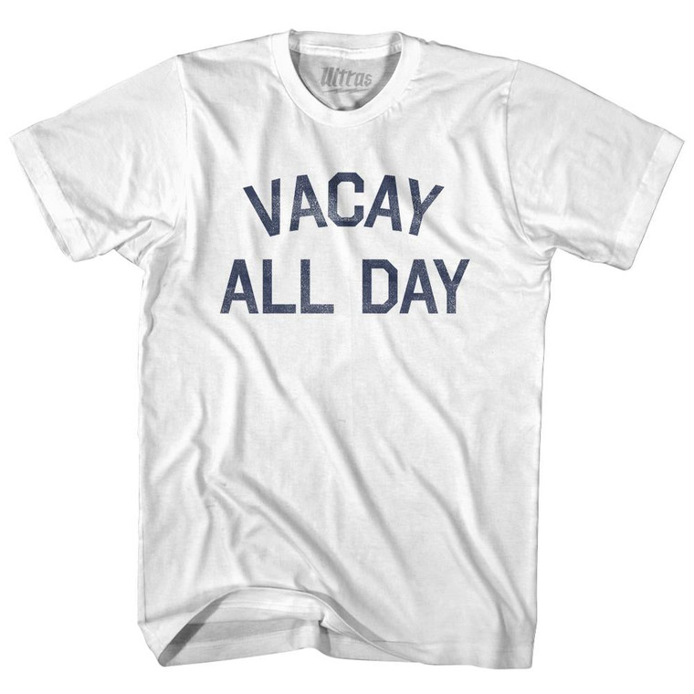 Vacay All Day Womens Cotton Junior Cut T-Shirt - White