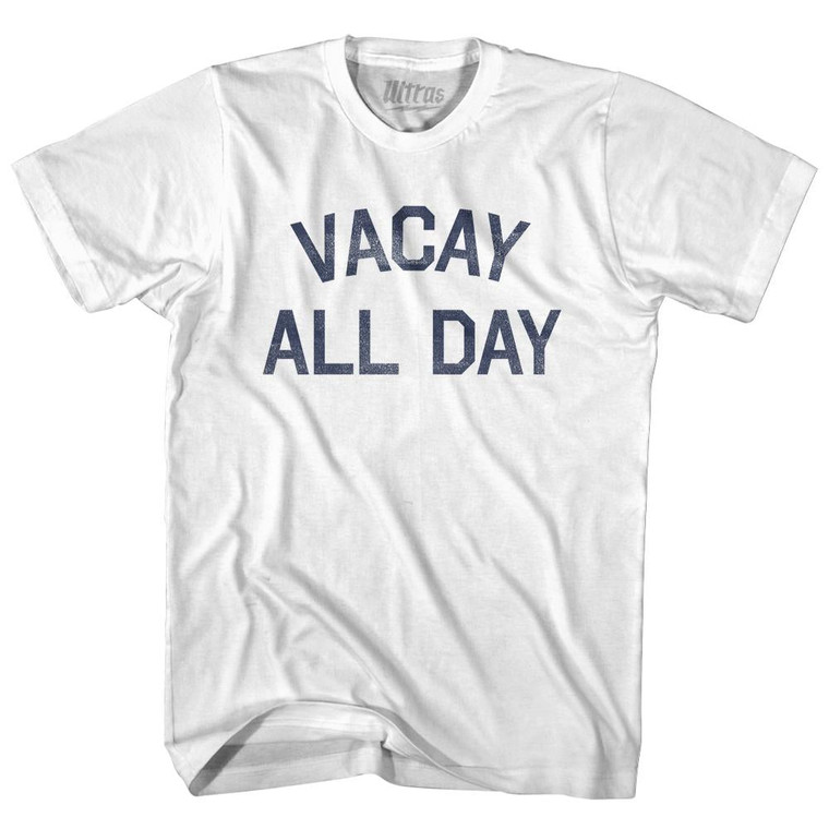 Vacay All Day Womens Cotton Junior Cut T-Shirt - White