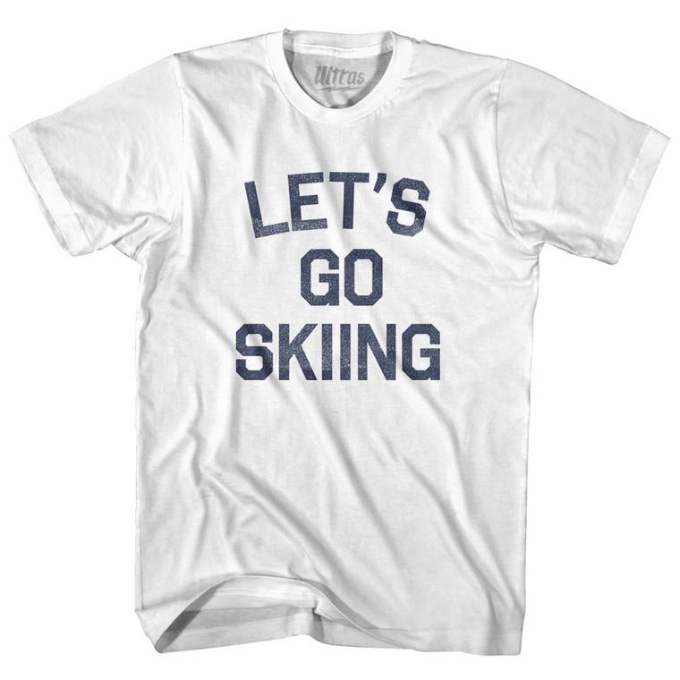 Lets Go Skiing Adult Cotton T-Shirt - White