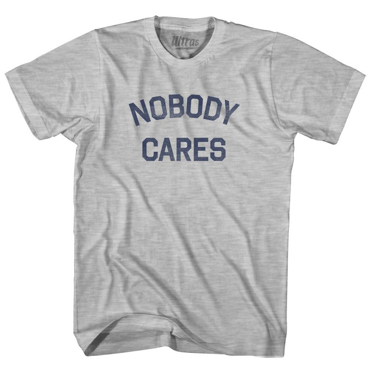 Nobody Cares Womens Cotton Junior Cut T-Shirt-Grey Heather