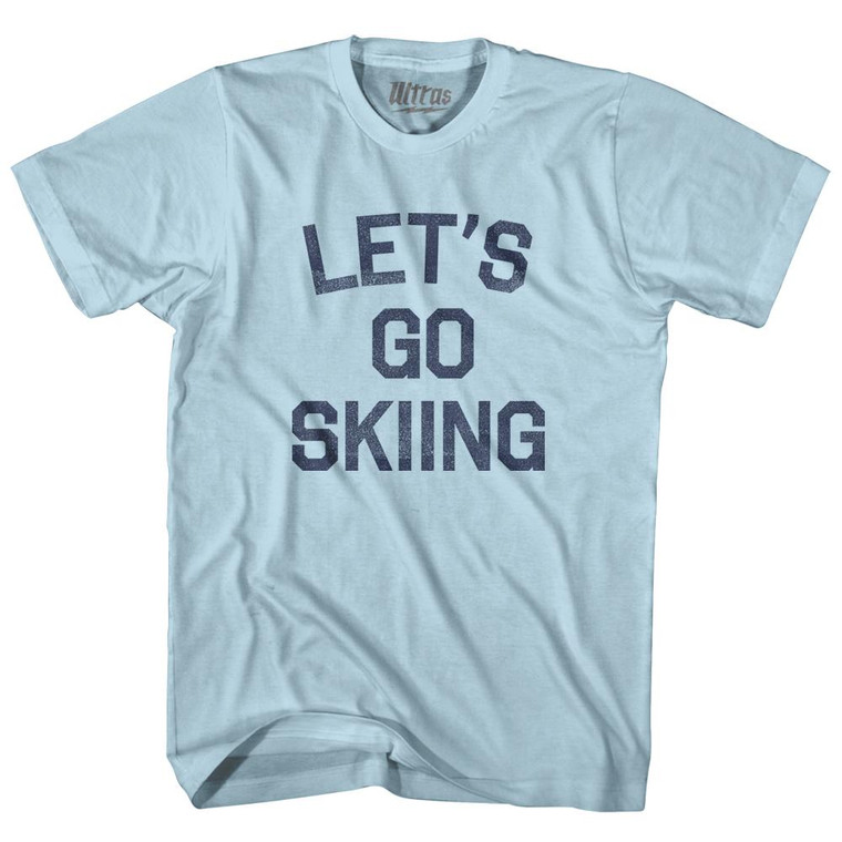 Lets Go Skiing Adult Cotton T-Shirt - Light Blue