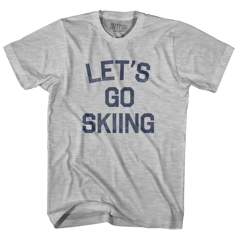 Lets Go Skiing Adult Cotton T-Shirt - Grey Heather