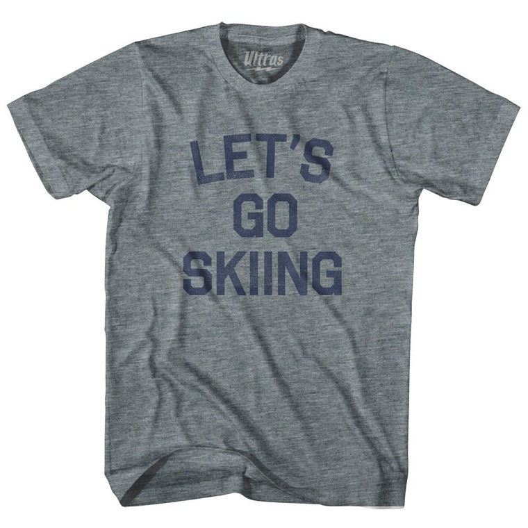 Lets Go Skiing Womens Tri-Blend Junior Cut T-Shirt - Athletic Grey