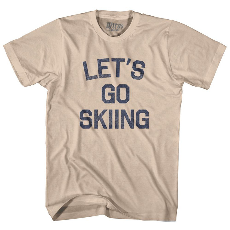 Lets Go Skiing Adult Cotton T-Shirt - Creme