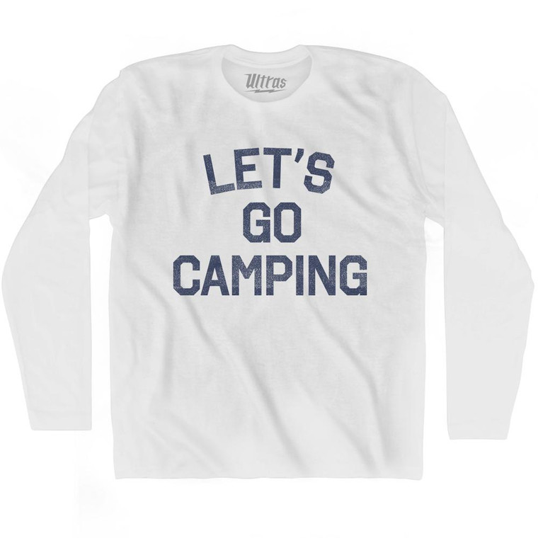 Lets Go Camping Adult Cotton Long Sleeve T-Shirt - White