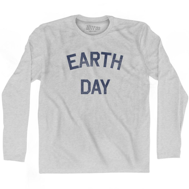 Earth Day Adult Cotton Long Sleeve T-Shirt - Grey Heather
