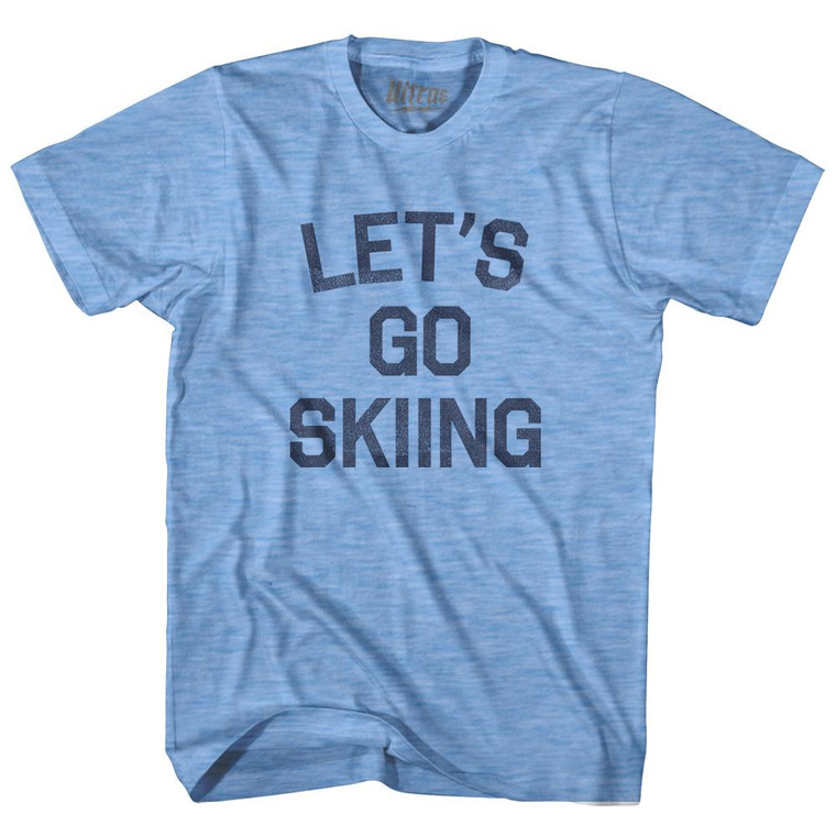 Lets Go Skiing Adult Tri-Blend T-Shirt-Athletic Blue