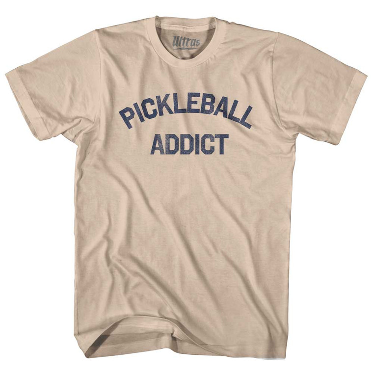 Pickleball Addict Adult Cotton T-shirt - Creme