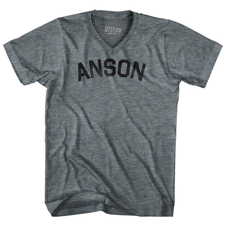 Anson Tri-Blend V-Neck Womens Junior Cut T-Shirt - Athletic Grey
