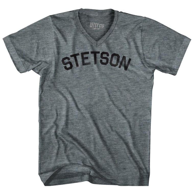 Stetson Adult Tri-Blend V-neck Womens Junior Cut T-shirt - Athletic Grey