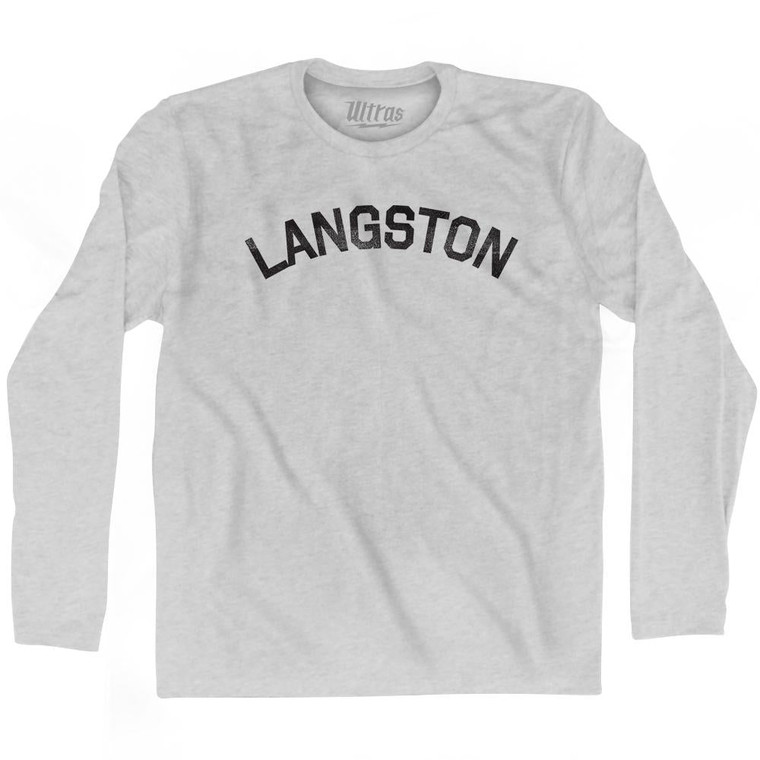 Langston Adult Cotton Long Sleeve T-shirt-Grey Heather
