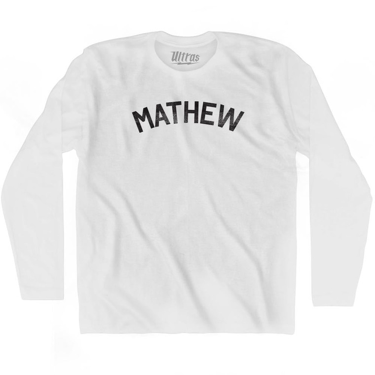 Mathew Adult Cotton Long Sleeve T-shirt - White