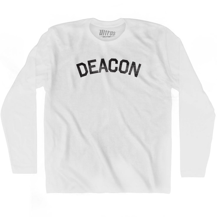 Deacon Adult Cotton Long Sleeve T-shirt - White