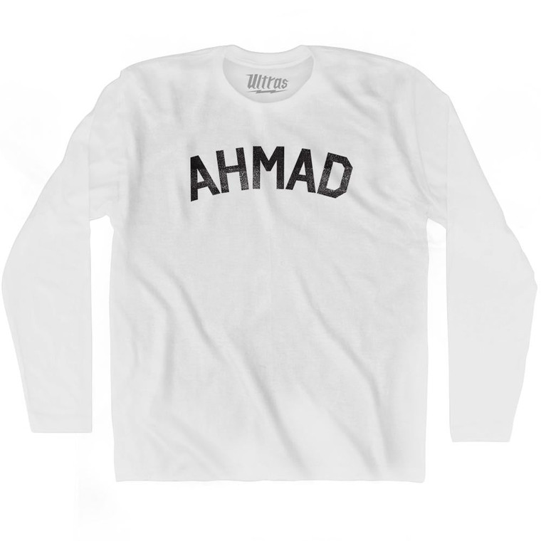 Ahmad Adult Cotton Long Sleeve T-shirt - White