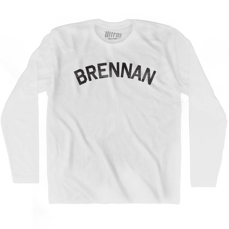 Brennan Adult Cotton Long Sleeve T-shirt-White